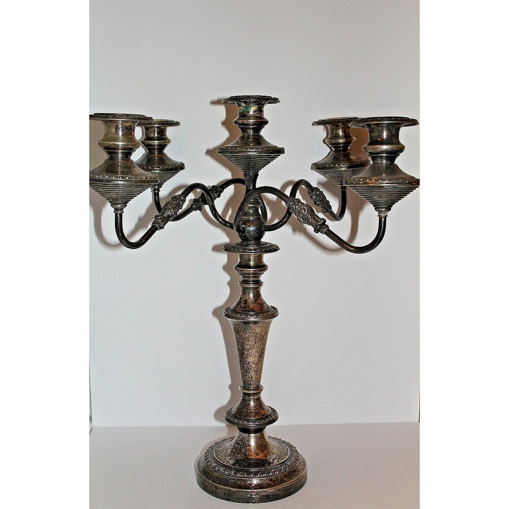 Antique Sheffield Silverplate 5 Light Candelabra Harrison-Sperry 19.5"